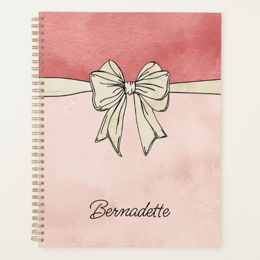 Moderne Roze en Crème Boog Bruidsmeisjes Planner (Voorkant)