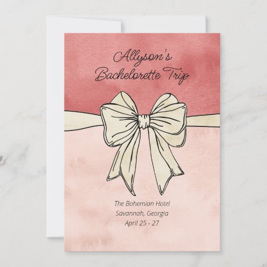 Moderne Roze en Crème Bow QR Code Bach Kaart (Voorkant)