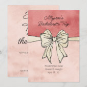 Moderne Roze en Crème Bow QR Code Bach Kaart (Voorkant / Achterkant)