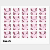 Moderne roze en frambose Floral Dank u Vierkante Sticker (Vel)