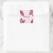 Moderne roze en frambose Floral Dank u Vierkante Sticker (Tas)