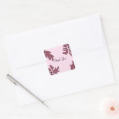 Moderne roze en frambose Floral Dank u Vierkante Sticker (Envelop)