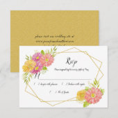 Moderne Roze en Gele Daisies Geometrische RSVP (Voorkant / Achterkant)