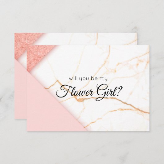 Moderne Roze en Goud Wil Je Mijn Bloemenmeisje Zij (Voorkant / Achterkant)