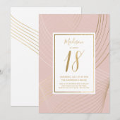 Moderne roze en gouden achttiende, achttiende, ach kaart (Voorkant / Achterkant)