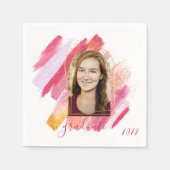 Moderne roze en gouden Afstuderen foto Servet (Voorkant)