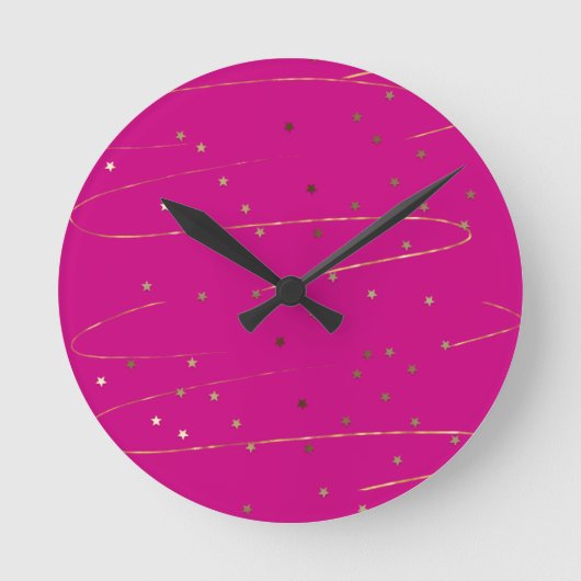 Moderne roze en gouden glinsterende wandklok (Voorkant)