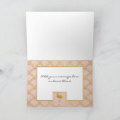 Moderne Roze en Gouden Glitter Flamingo Verjaardag Kaart (Binnen)