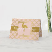 Moderne Roze en Gouden Glitter Flamingo Verjaardag Kaart (Voorkant)