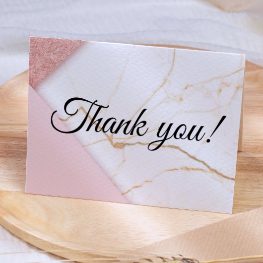 Moderne Roze en Gouden Glitter Marmer Bedankkaart