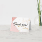 Moderne Roze en Gouden Glitter Marmer Bedankkaart (Voorkant)
