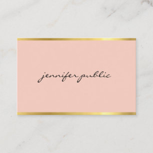 Moderne roze en gouden handschrift elegant visitekaartje