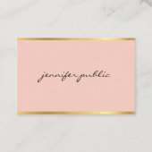 Moderne roze en gouden handschrift elegant visitekaartje (Voorkant)