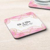 Moderne Roze en Gouden Heer en Mevrouw Bier Onderzetter (Linkerzijde)