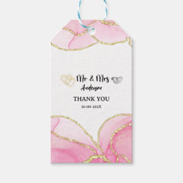 Moderne Roze en Gouden Heer en Mevrouw Cadeaulabel