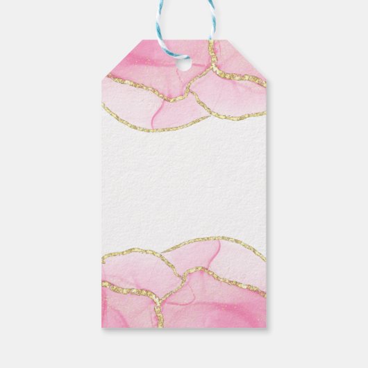 Moderne Roze en Gouden Heer en Mevrouw Cadeaulabel (Achterkant)