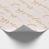 Moderne Roze en Gouden Letter Congratulaties Cadeaupapier (Hoek)