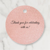 Moderne Roze en Gouden Marmer Bedankjes Labels (Achterkant)
