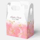 Moderne roze en gouden marmer bruilding bedankdoosjes (Geopend)