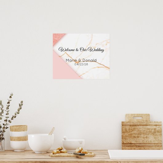 Moderne roze en gouden marmer bruilding poster (Keuken)