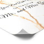 Moderne roze en gouden marmer Datum Nachtteken Poster (Hoek)