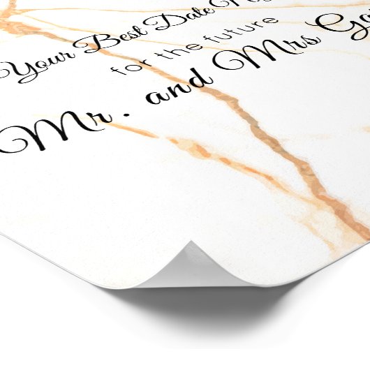 Moderne roze en gouden marmer Datum Nachtteken Poster (Hoek)