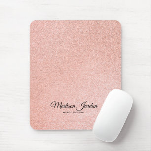 Moderne Roze en Gouden Marmer Glitter Muismat
