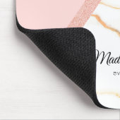 Moderne Roze en Gouden Marmer Glitter Muismat (Hoek)