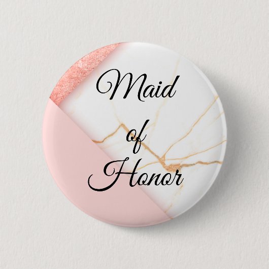 Moderne Roze en Gouden Marmer Maagd van Eer Ronde Button 5,7 Cm (Voorkant)