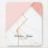 Moderne roze en gouden marmer muismat (Voorkant)