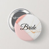 Moderne Roze en Gouden Marmeren Bruid Ronde Button 5,7 Cm (Voorkant /achterkant)