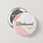 Moderne Roze en Gouden Marmeren Bruidsmeisje Ronde Button 5,7 Cm (Voorkant /achterkant)