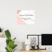 Moderne roze en gouden marmeren bruiloft poster (Thuiskantoor)