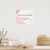 Moderne roze en gouden marmeren bruiloft poster (Keuken)