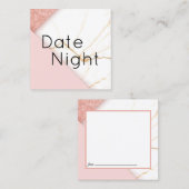 Moderne Roze en Gouden Marmeren Datum Nacht Kaart Vierkante Visitekaartje (Voorkant / Achterkant)