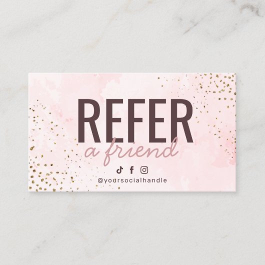 Moderne roze en gouden referentie een vriendenkaar visitekaartje (Voorkant)