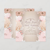 Moderne roze en goudfloral Vrijgezellenfeest Elke Kaart (Voorkant / Achterkant)