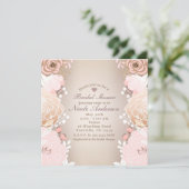 Moderne roze en goudfloral Vrijgezellenfeest Elke Kaart (Staand voorkant)