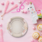 Moderne roze en goudfloral Vrijgezellenfeest Elke  Papieren Bordje (Feest)