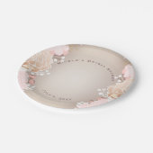 Moderne roze en goudfloral Vrijgezellenfeest Elke  Papieren Bordje (Gekanteld)