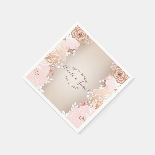 Moderne roze en goudfloral Vrijgezellenfeest Elke  Servet (Hoek)