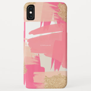Moderne roze en goudglitter Abstract patroon Case-Mate iPhone Case