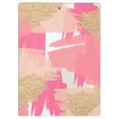 Moderne roze en goudglitter Abstract patroon Klembord (Achterkant)