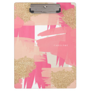 Moderne roze en goudglitter Abstract patroon Klembord
