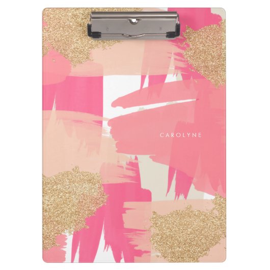 Moderne roze en goudglitter Abstract patroon Klembord (Voorkant)