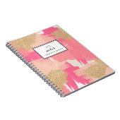 Moderne roze en goudglitter Abstract patroon Notitieboek (Rechterzijde)
