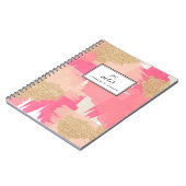 Moderne roze en goudglitter Abstract patroon Notitieboek (Linkerzijde)