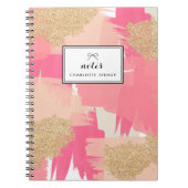 Moderne roze en goudglitter Abstract patroon Notitieboek (Voorkant)