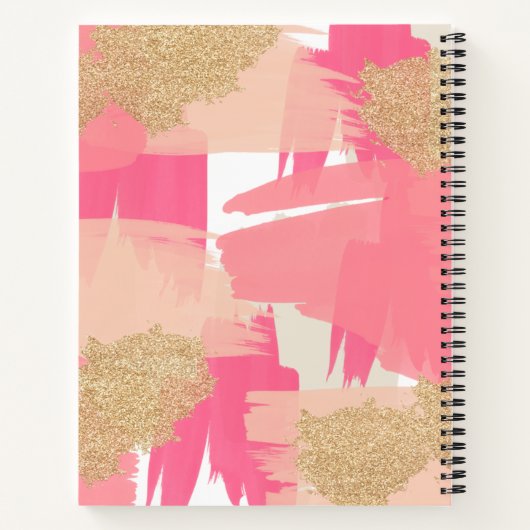 Moderne roze en goudglitter Abstract patroon Notitieboek (Achterkant)