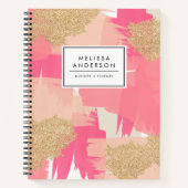 Moderne roze en goudglitter Abstract patroon Notitieboek (Voorkant)